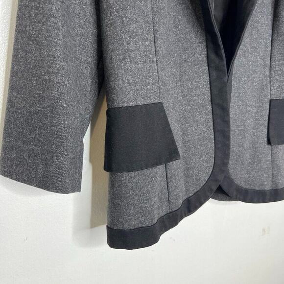 Cartonnier Gray Black Tuxedo Peplum Ruffle Long Sleeve Blazer Jacket Sz 10 Women - Picture 5 of 11
